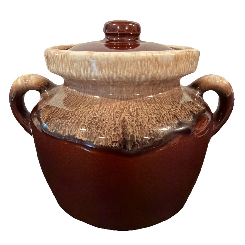 Vtg McCoy Pottery Stoneware Bean Pot With Lid 342. 1.5 Qt